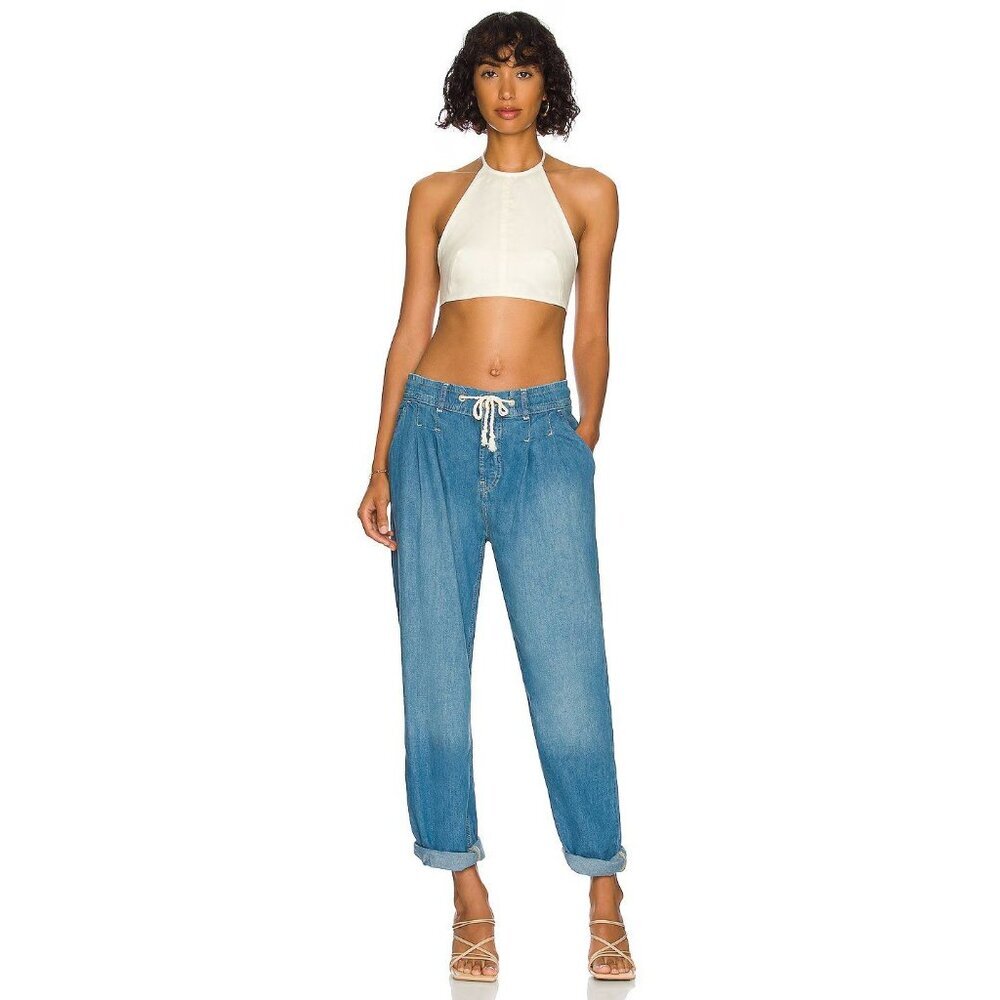FREE PEOPLE Luna Denim Pull On Jean in Stardust Blue XSmall New Womens Pants